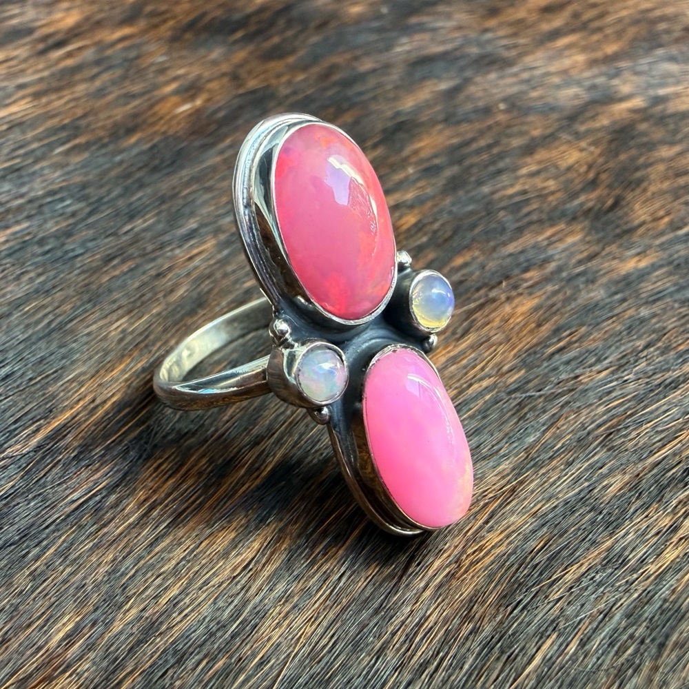 Forever Pink & Purple Opal Ring | 925 Sterling Silver | Closed Back Solid Silver